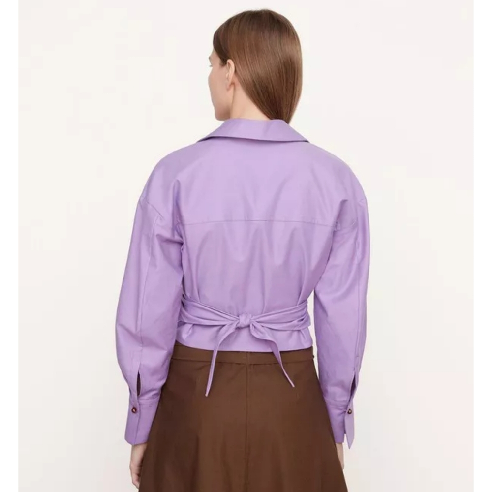 VINCE. | Purple Tie Back Long Sleeve Collared Shirt - Picture 2 of 12